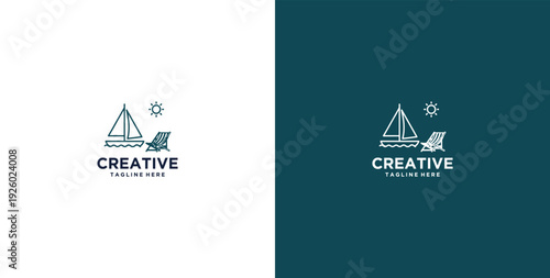 Beach logo design vector template