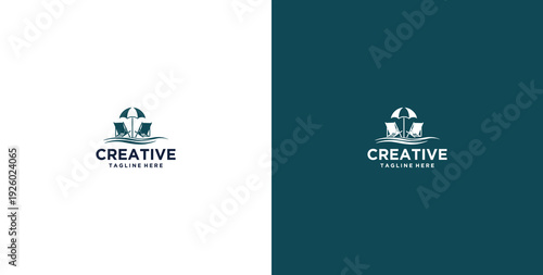 Beach logo design vector template