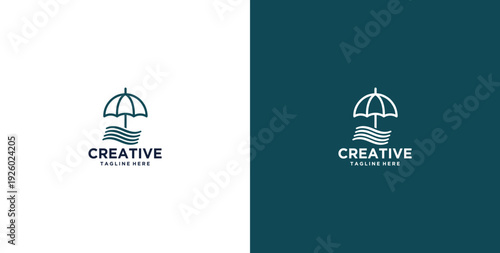 Beach logo design vector template