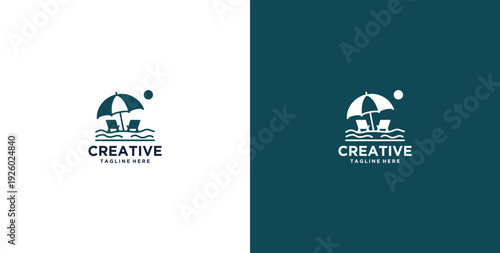 Beach logo design vector template