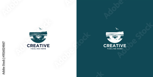 Beach logo design vector template