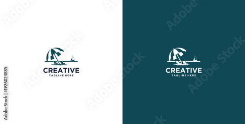 Beach logo design vector template