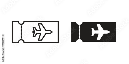 Airline ticket icon, line symbols on white background. EPS10