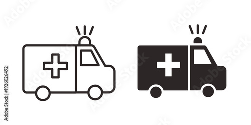 Ambulance icon, line symbols on white background. EPS10