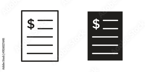 Bank statement icon, line symbols on white background. EPS10