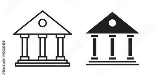 Bank icon, line symbols on white background. EPS10