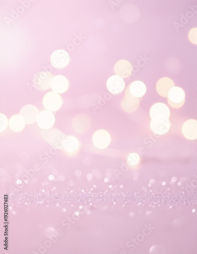 Soft pink background with scattered sparkling lights, creating a dreamy, festive glow across the entire scene