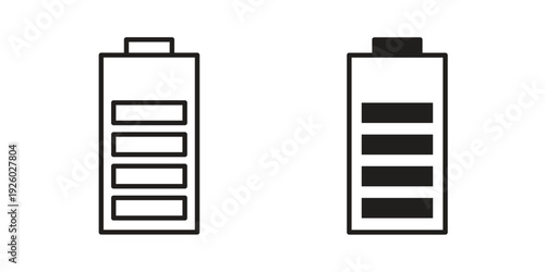 Battery icon, line symbols on white background. EPS10