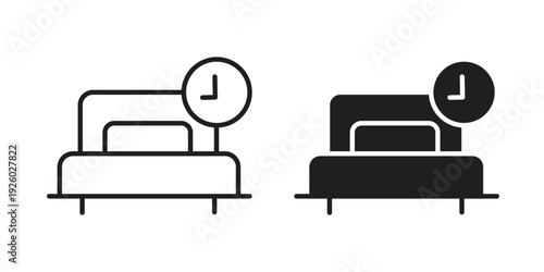 Bedtime icon, line symbols on white background. EPS10