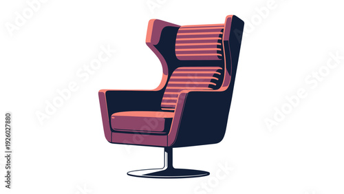 Modern high-back armchair with a sleek design and comfortable cushions shown in a bold flat vector illustration.