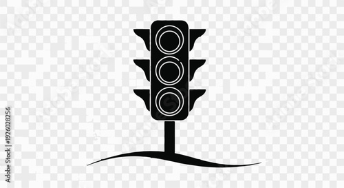 Traffic signal light symbol, a standard three-lens traffic light showing red, amber, and green signals, indicating traffic control and road safety regulations