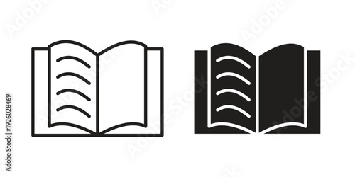 Book icon, line symbols on white background. EPS10