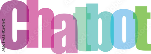 Colorful Overlapping Chatbot Text on White Background Vector