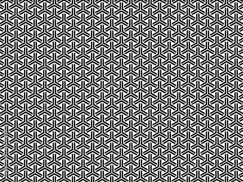 組亀甲文様　白地に黒　シンプルでモダンな日本の和柄の背景