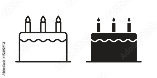 Cake icon, line symbols on white background. EPS10