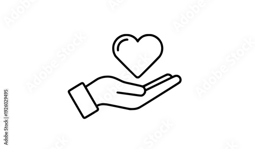 Love and Peace Hand Holding Heart Line Icon Editable Vector