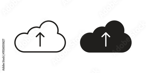 Cloud upload icon, line symbols on white background. EPS10