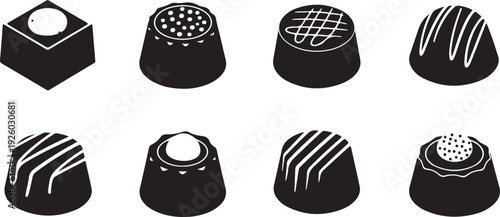 Assorted Chocolate Candies Collection Icon Set Vector Illustration