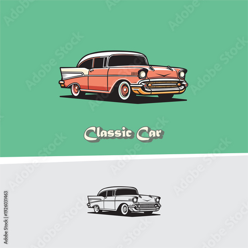 Retro old car vector illustration