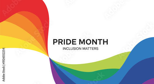 Pride Month banner with rainbow wave design
