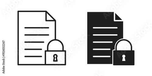 Confidential icon, line symbols on white background. EPS10