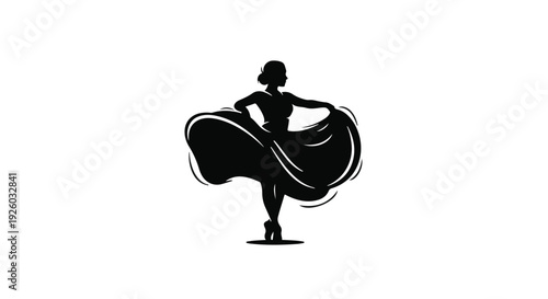 Elegant silhouette of a graceful woman performing a vibrant and expressive dance, capturing the timeless essence of cultural artistry and dynamic movement