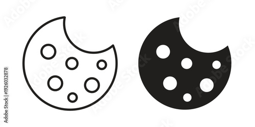 Cookie icon, line symbols on white background. EPS10
