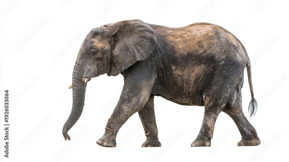 Fototapeta premium A majestic elephant walking gracefully forward.