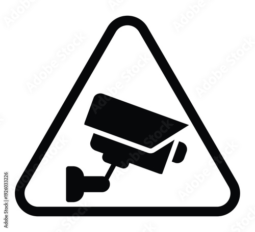 Caution Sign Featuring Surveillance Camera Icon for Security Awareness