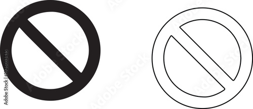 Prohibition Symbol and Outline Icon for Restricted Access Isolated on white background