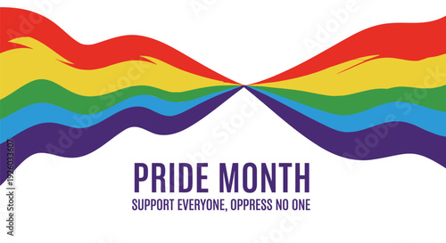 Pride Month banner with rainbow ribbon and text