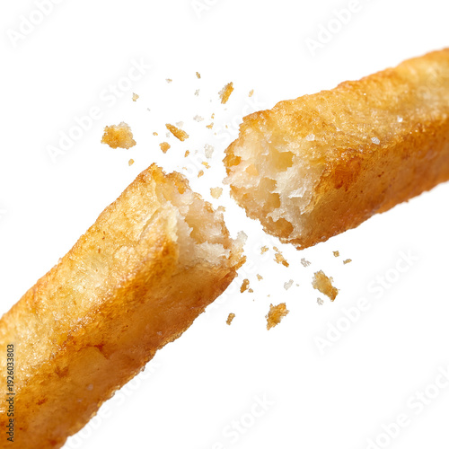 Wallpaper Mural Broken French Fry with Flying Crumbs Isolated on White Background Torontodigital.ca