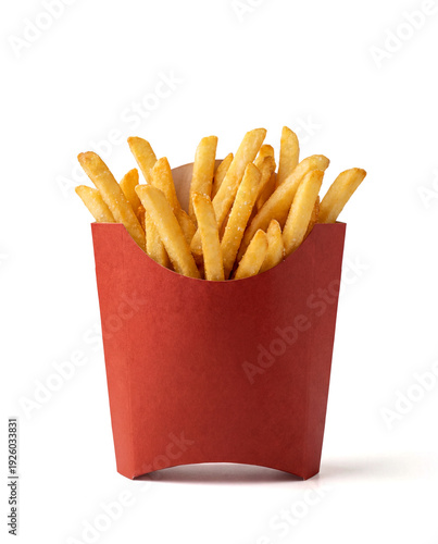 Wallpaper Mural French Fries in Red Paper Box Isolated on White Background Torontodigital.ca
