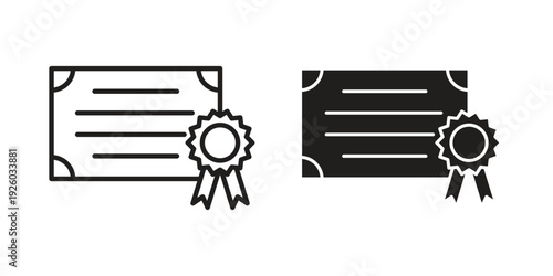 Diploma icon, line symbols on white background. EPS10
