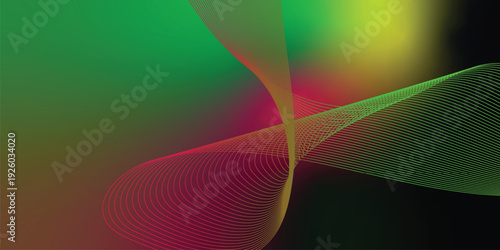 YellowGreen Glowing magenta, black, and YellowGreengradient waves flowing across a dark grainy background with soft luminous highlights, ideal for modern header, banner, and poster designs.