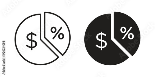 Dividend icon, line symbols on white background. EPS10
