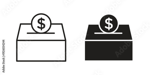 Donation box icon, line symbols on white background. EPS10