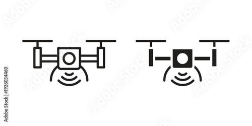 Drone icon, line symbols on white background. EPS10