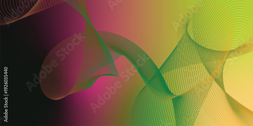 YellowGreen Glowing magenta, black, and YellowGreengradient waves flowing across a dark grainy background with soft luminous highlights, ideal for modern header, banner, and poster designs.