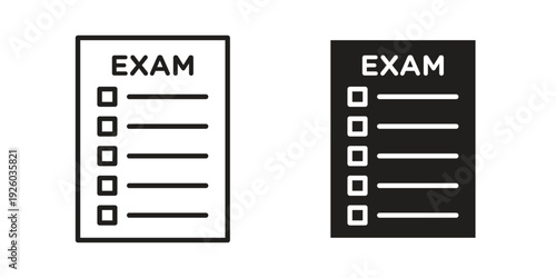 Exam icon, line symbols on white background. EPS10