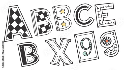 Collage font, cut out anonymous letters, ransom note style alphabet collection, numbers, punctuation marks. Grunge clipping funky elements for scrapbook. Vector illustration on transparent background