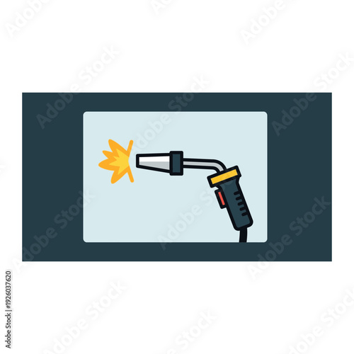 An illustration of a welding torch with a flame