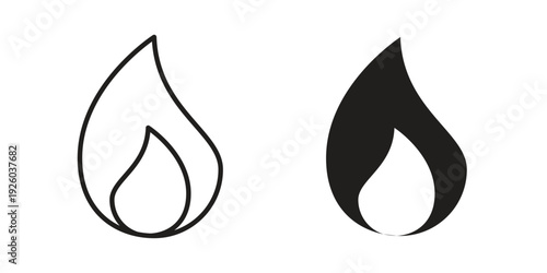 Fire icon, line symbols on white background. EPS10