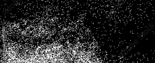 Distressed black texture. Dark grainy texture on white background. Dust overlay textured. Grain noise particles. Rusted white effect. Grunge design elements. Vector illustration.