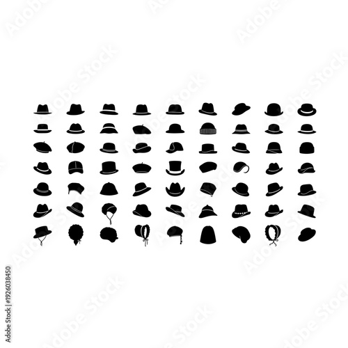 A collection of various hats and headwear