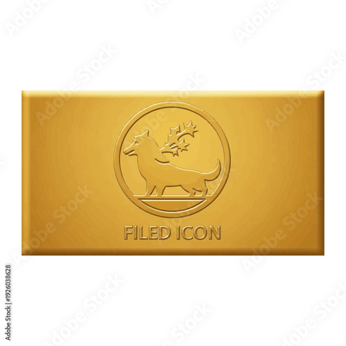 A gold bar with a circular design on the front