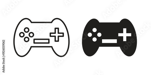 Game controller icon, line symbols on white background. EPS10