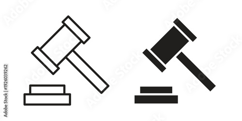 Gavel icon, line symbols on white background. EPS10