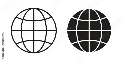 Globe icon, line symbols on white background. EPS10