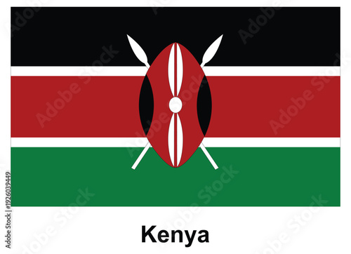 Vibrant National Flag of Kenya with Distinctive Colors and Symbols